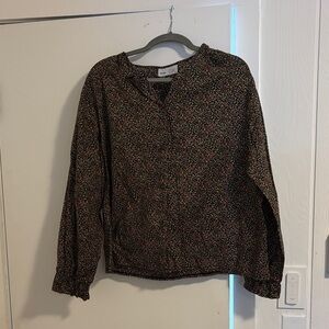 Loup Black Floral Patterned Top button down